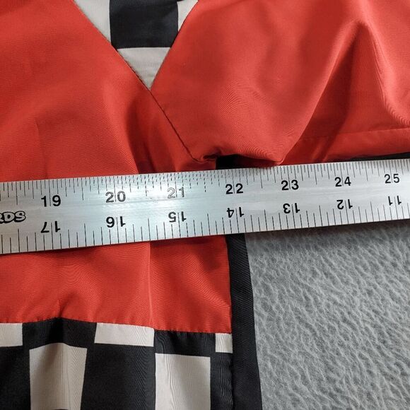 FOREVER 21 Jacket Womens Medium Black Red Check Mesh Windbreaker Hood 1/4 Zip - Picture 3 of 11